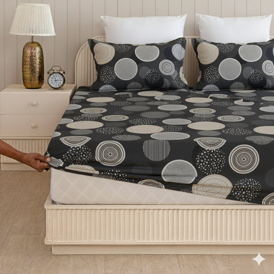 Round Elastic Fitted Double Bed Bedsheet