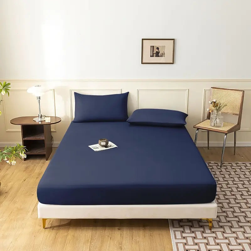 Solid Color Sheet Set, Soft Skin-Friendly Breathable Bedding Set, Machine Washable, with 1 Fitted Sheet, 100% Polyester Sanded Fabric, for Bedroom and Guest Room