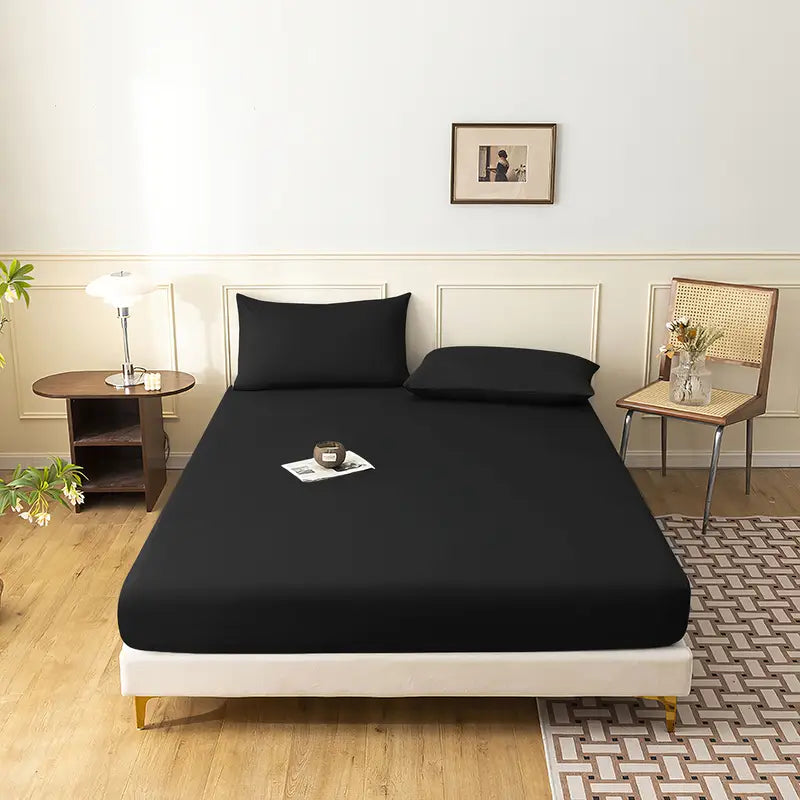 Solid Color Sheet Set, Soft Skin-Friendly Breathable Bedding Set, Machine Washable, with 1 Fitted Sheet, 100% Polyester Sanded Fabric, for Bedroom and Guest Room