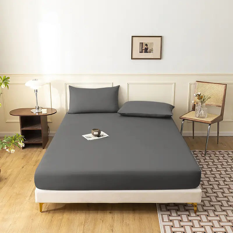 Solid Color Sheet Set, Soft Skin-Friendly Breathable Bedding Set, Machine Washable, with 1 Fitted Sheet, 100% Polyester Sanded Fabric, for Bedroom and Guest Room